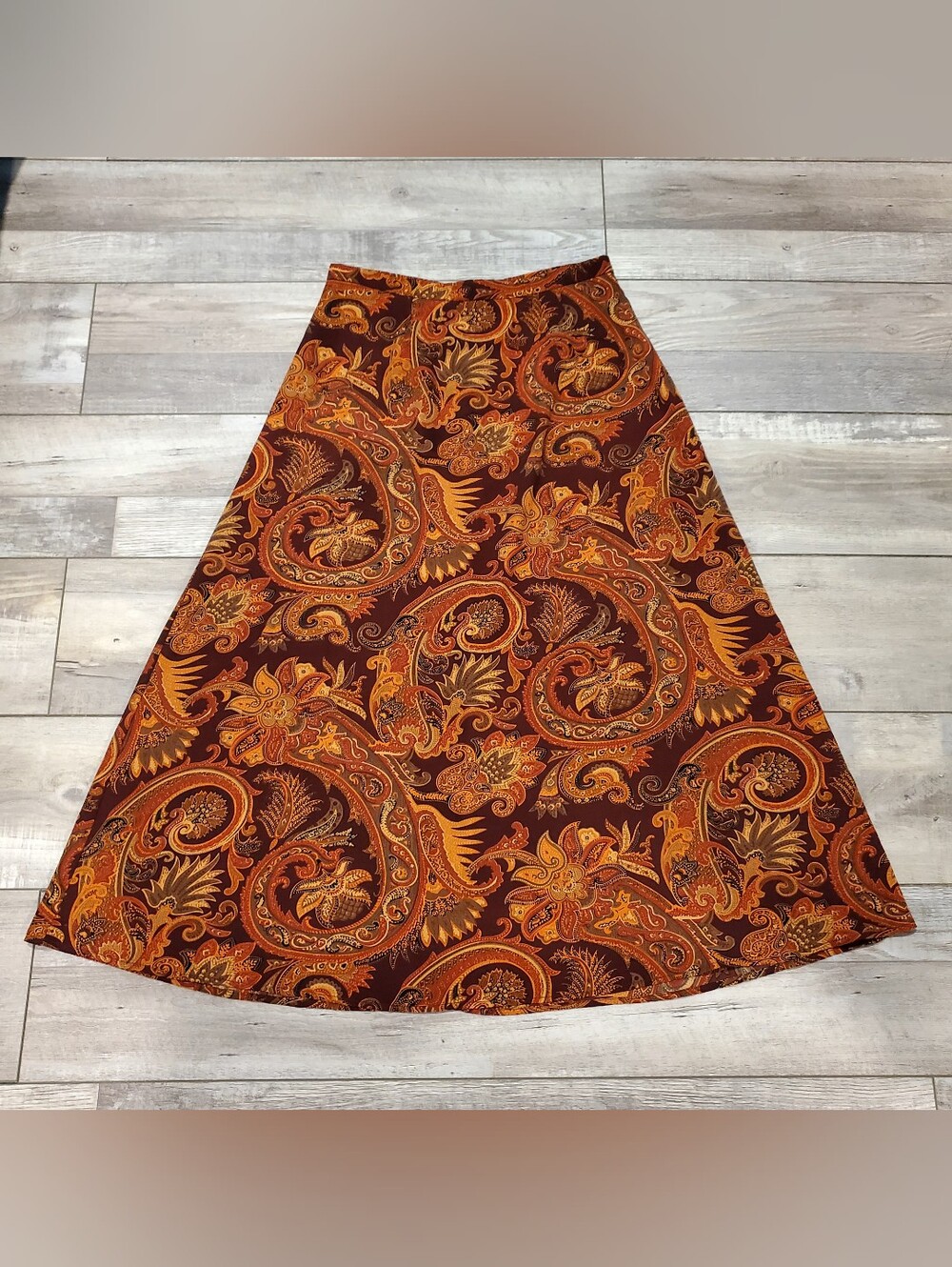 Chadwicks A-Line Paisley Skirt in Rust and Burnt Orange Size 6